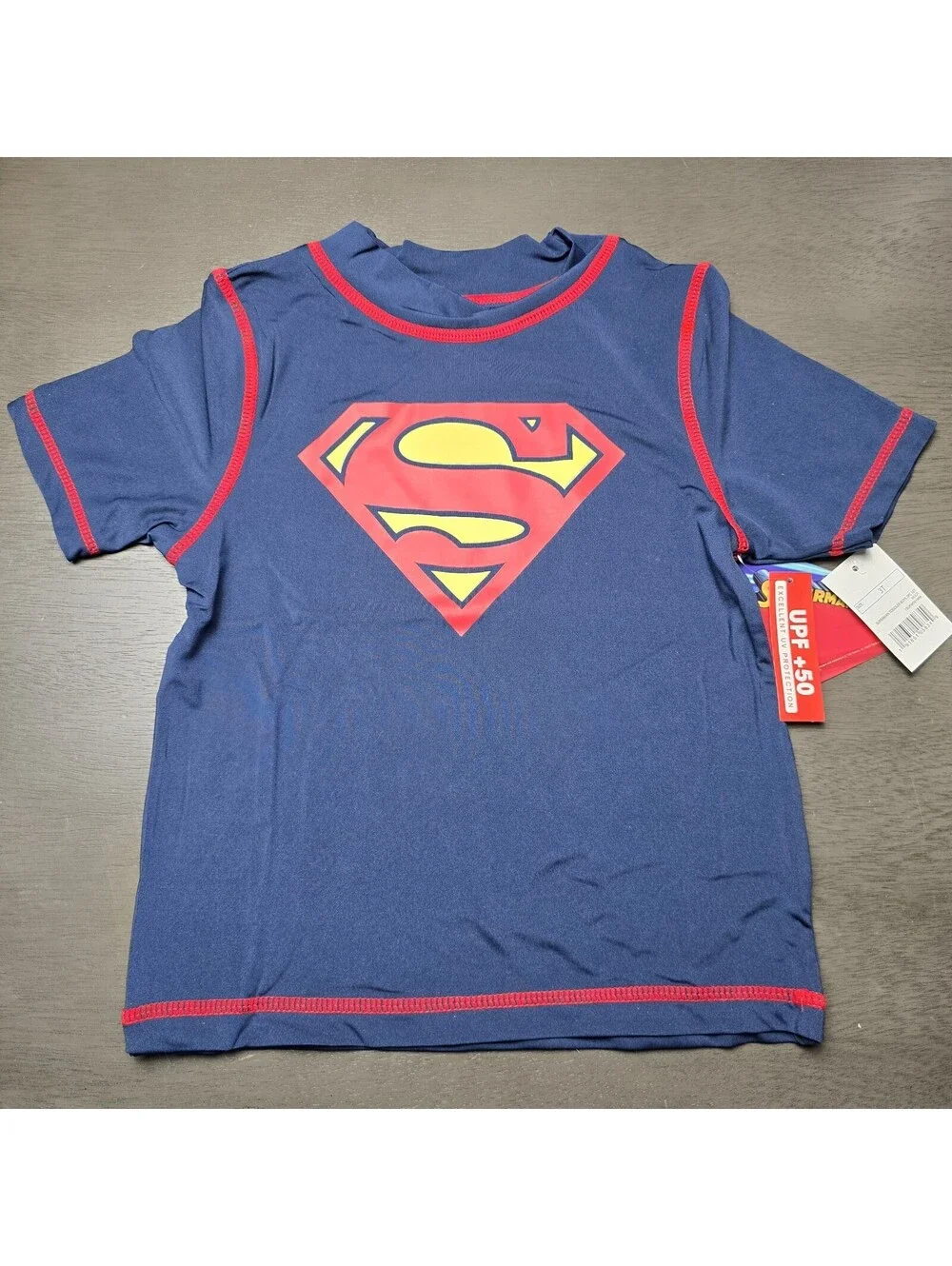 Superman UPF 50+ Rash Guard and Swim Trunks Shorts Swimsuit (Boys), 2pcs Size 3T